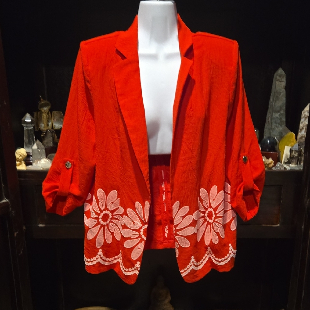 Red Floral Blazer